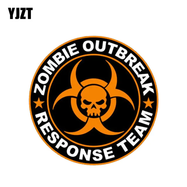 Best Price YJZT 9.2CM*9.2CM ZOMBIE OUTBREAK RESPONSE TEAM Orange Classic Reflective Car Stickers C1-7123