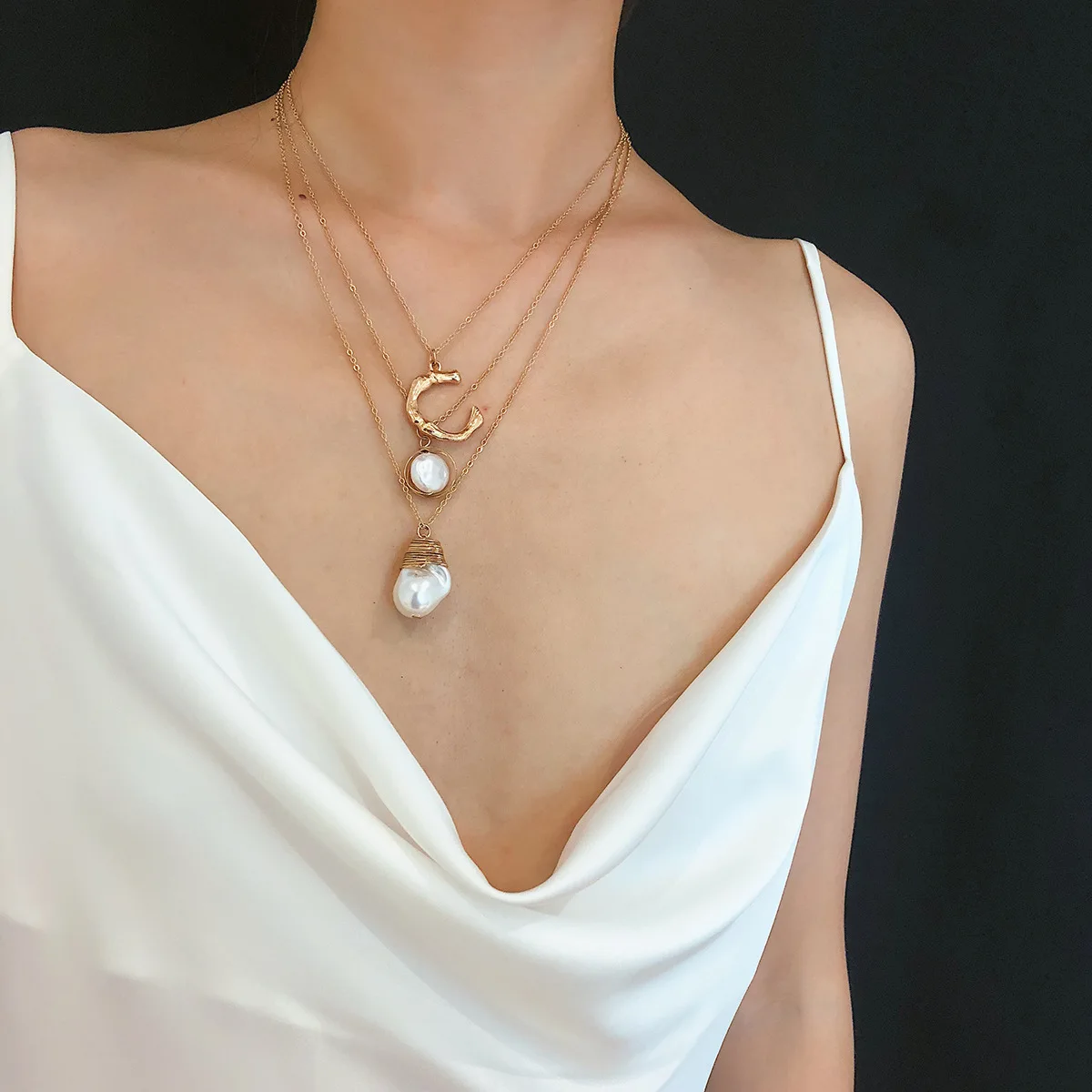 Бохо летнее ожерелье многослойное геометрическое креативное жемчужное Женская Цепочка-ожерелье ювелирные изделия бижутерия ожерелье