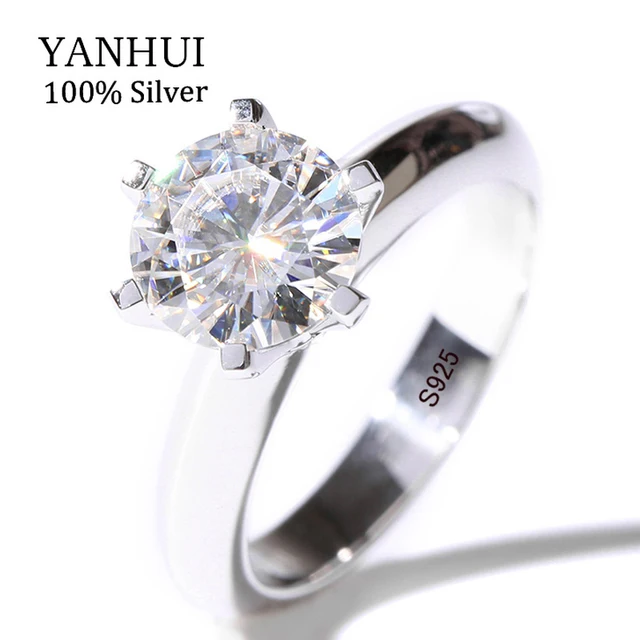 Luxury Solid Silver Wedding Rings Brand Jewelry Top Sona Stone 7mm Luxury Solid Silver Wedding Rings Brand Jewelry Top Sona Stone 7mm Cz Ring 925 Sterling