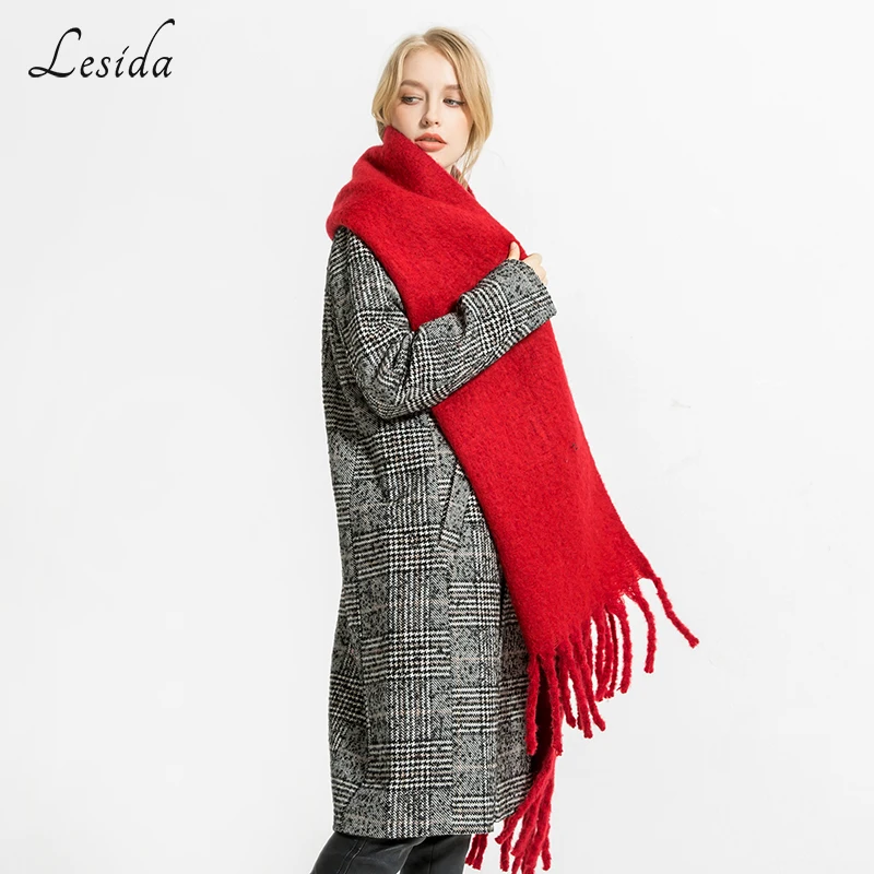 Luxury Brand Red Cashmere Wool Scarf Women Large Tippet Winter Tassel Stole Thick Warm solid color Scarves 200*50CM 3428 Luxury Brand Red Cashmere Wool Scarf Women Large Tippet Winter Tassel Stole Thick Warm solid color Scarves 200*50CM 3428