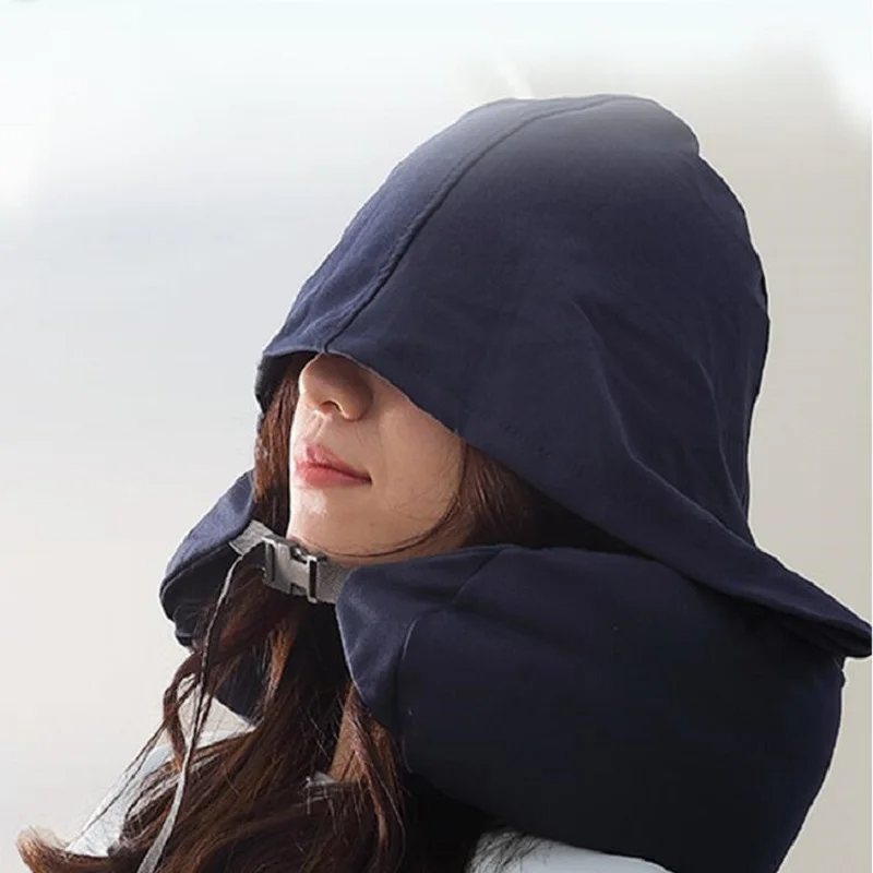 

UBRUSH Travel Pillow Neck Memory Foam Travel Pillow For Airplane Office Nap U-Shape Cotton Soft Neck Pillow With Hood 3 Color