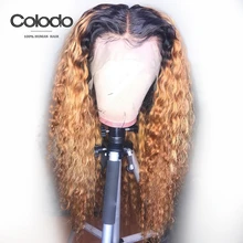 Бразильская холодная завивка волос Омбре человеческие волосы цветные парики 1B/27 медовый блонд кружева перед парик предварительно сорвал отбеленные узлы remy Волосы