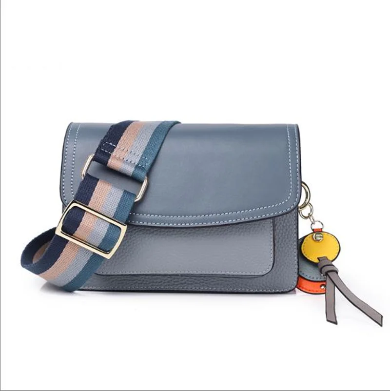 

Designer lLuxury Genuibe Leather lLadies Handbag Color Matching Organ Bag Quality Wide Shoulder Strap Shoulder Messenger Bag