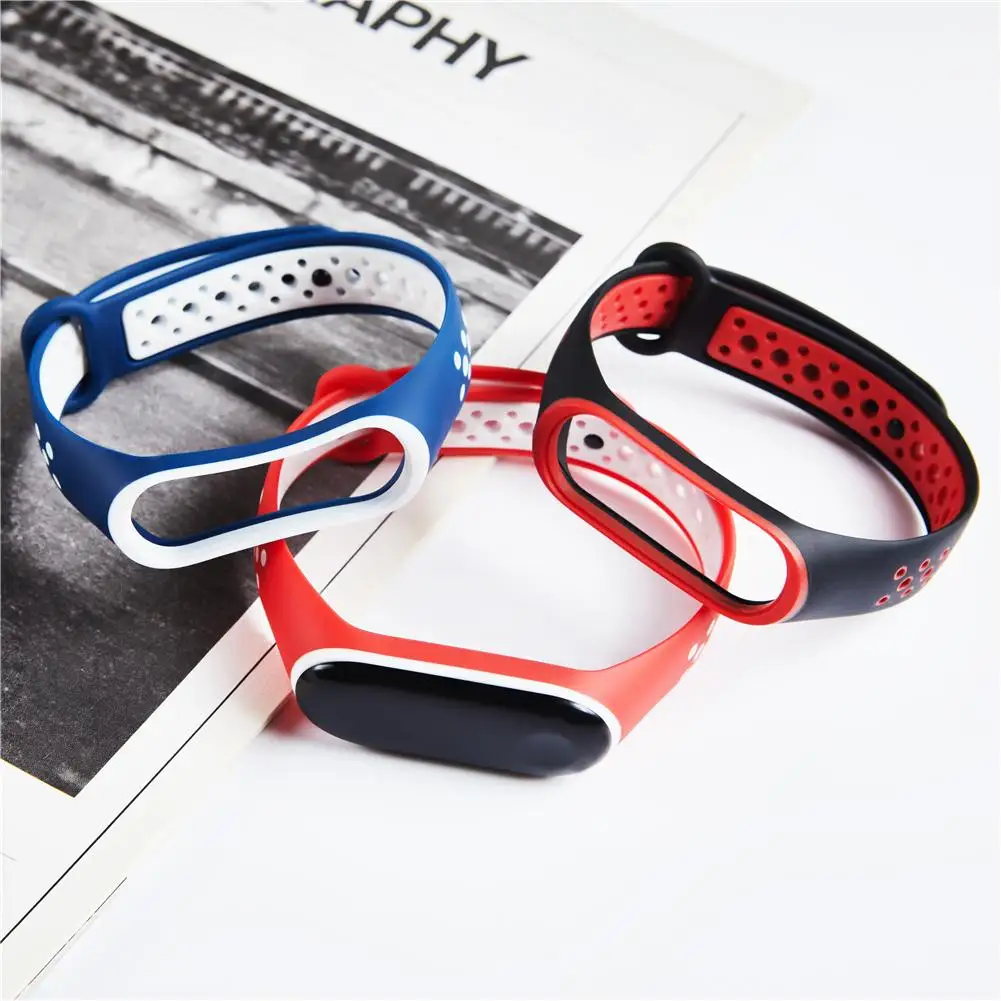 

Hot Sale Dual Color Silicone Replacement Wristband Watch Band Strap For Xiaomi 4/3 MiBand 4 Mi Band 4 MiBand 3 Smart Bracelet