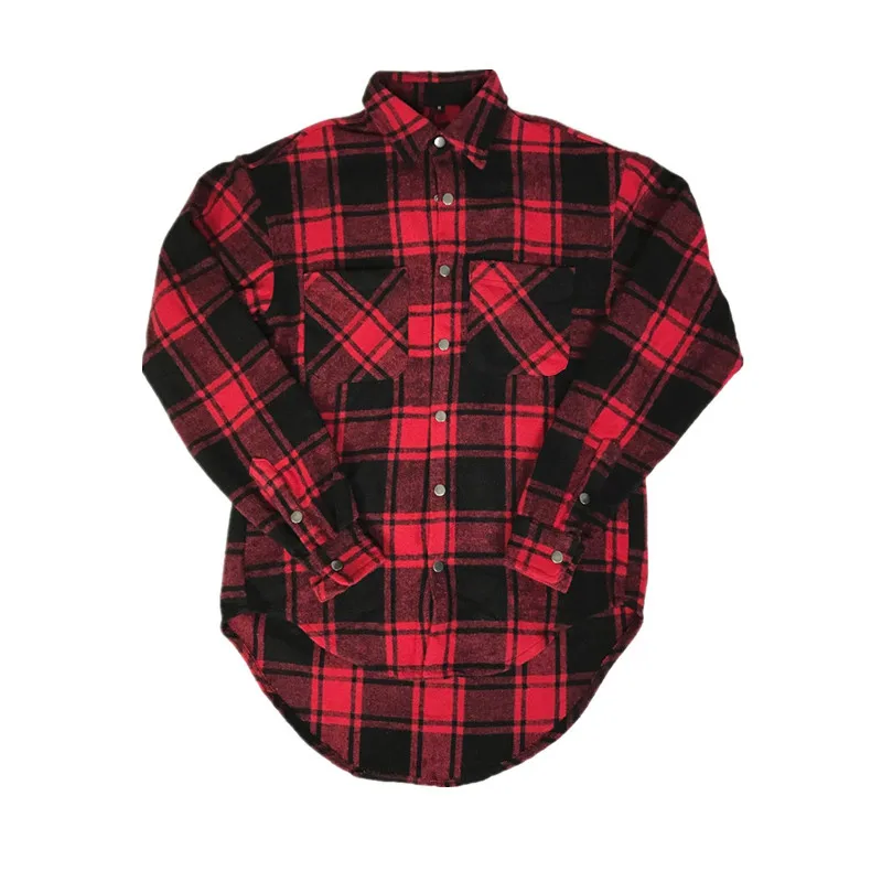 Man's Shirts Loose High Street Oversize Men's Shirts Long Sleeve Wool Cloth Hip Hop Checkerboard Plaid Thick Winter Warm Shirts
