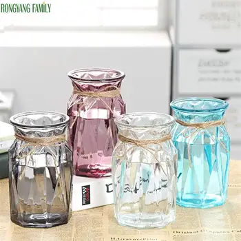 

2019 Europe Multicolor Glass Vase Tabletop Terrarium Transparent Glass Containers Flower Vases Home Wedding Decoration Flowerpot