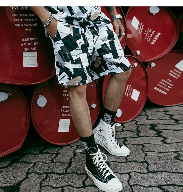 AELFRIC письмо полный печати мужские шорты для женщин Лето 2019 г. хип хоп Короткие джоггеры Мода Harajuku уличная дизайнер свободные по колено