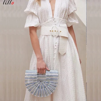 

Puff Sleeve V-neck Summer new white palace wind cotton and linen printing holiday casual dress women Tide brand design summer