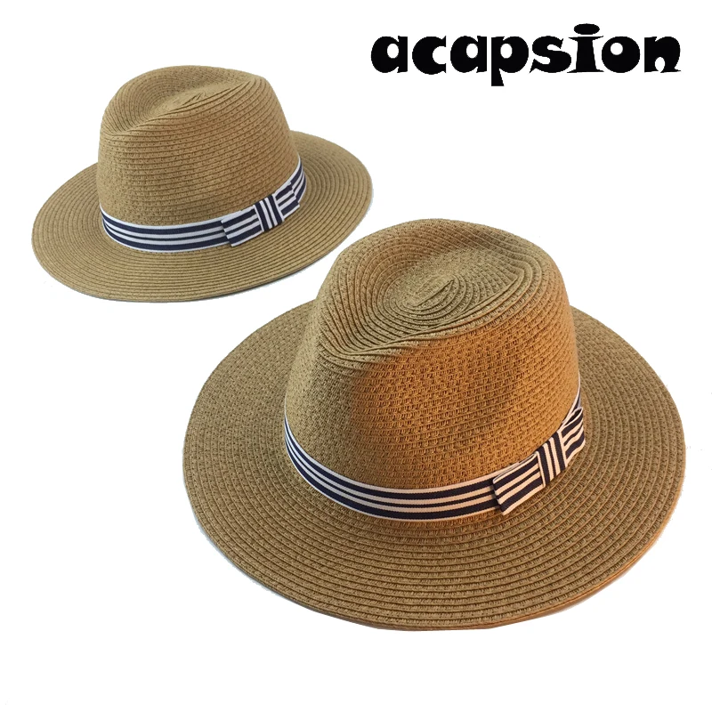 

Summer Jazz Straw Sun Hat Bow Straws Panama Caps Beach Seaside Fedora Visor Hats Floppy Foldable Sun Hats for Women Ladies A085