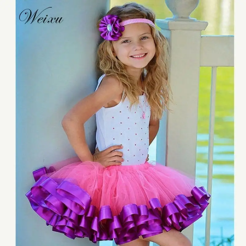 Buy Summer Girls Tutu Skirt Kids Pink Fluffy Skirt
