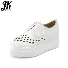 JK новые женские повседневные туфли на плоской подошве Кружево на платформе круглый носок вырез плоская подошва обувь брендовая Весенняя модная одежда для девочек Лифт Обувь