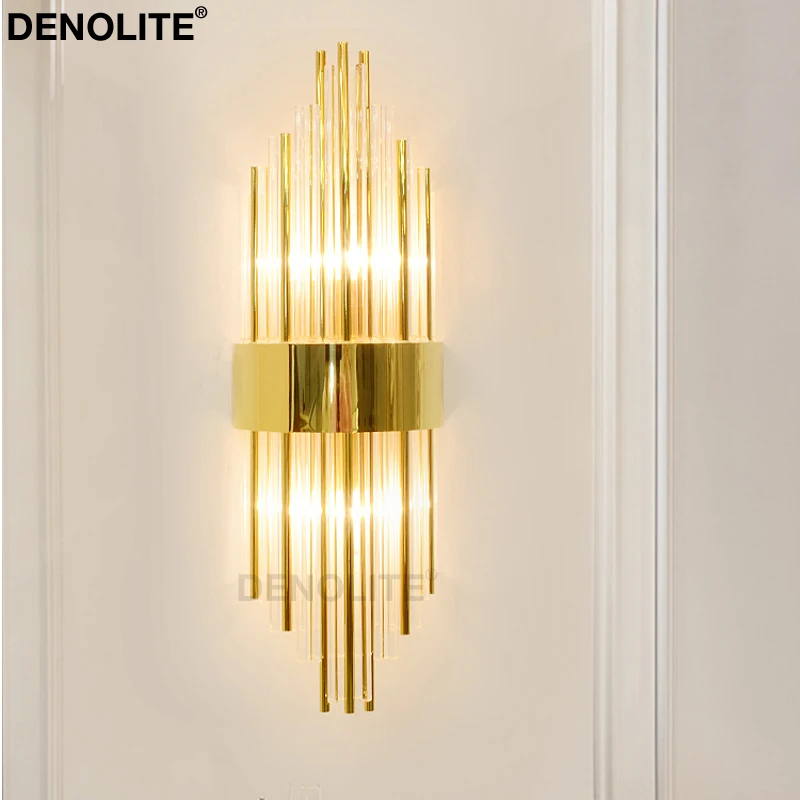 Новый Хрустальный настенный светильник DENOLITE из нержавеющей стали W22 * H60 см