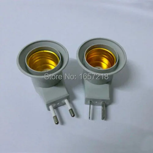 

10pcs E27 female socket to EU/US Type plug adapter with Bulb Lamp Holder power on-off control switch Free Shipping