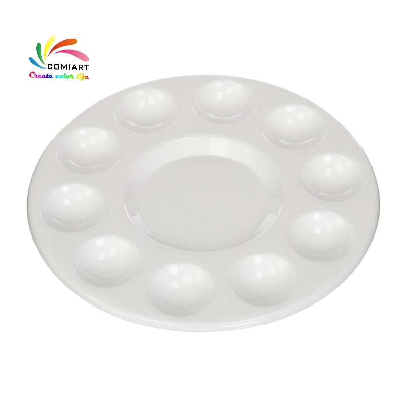 COMIART Generic Round Professional Plastic Painting Palette White Paint