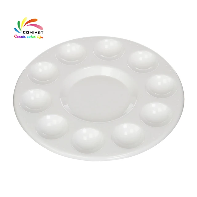 Aliexpress Comiart Generic Round Professional Plastic Comiart Generic Round Professional Plastic Painting Palette White Paint Plate Tray