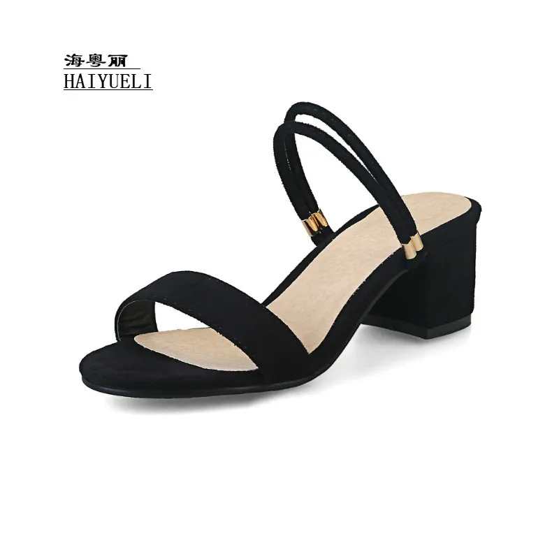 

Women Summer Fashion Open Toe Mid High Heels with Two Wear Way Ladies Casual Style Work Sandals Women Slippers