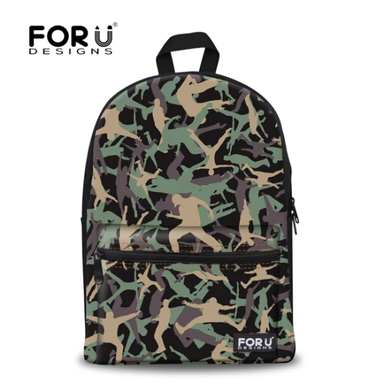 FORUDESIGNS Stylish Teenager Backpack Casual Men Male Camouflage Backpack School Children Travel Pack With Double Zipper