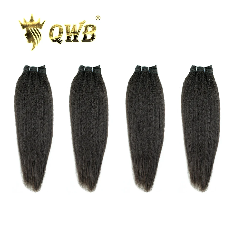 

Queen Weave Beauty QWB Kinky Straight Free shipping 4Bundle/Lots 12''~22'P Brazilian Virgin Nature Color 100% Human Hair Weaving