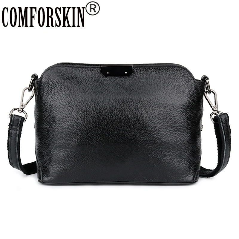 

COMFORSKIN 100% Cowhide Leather European American Feminine Messenger Bags 2018 New Arrivals Designer Single Strap Women Flap Bag