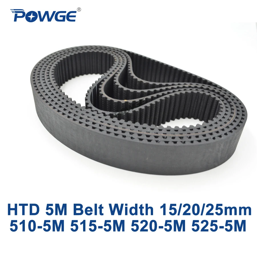 POWGE HTD 5M Timing belt C=510/515/520/525 width 15/20/25mm Teeth 102 103 104 105 HTD5M synchronous Belt 510-5M 515-5M 525-5M POWGE HTD 5M Timing belt C=510/515/520/525 width 15/20/25mm Teeth 102 103 104 105 HTD5M synchronous Belt 510-5M 515-5M 525-5M