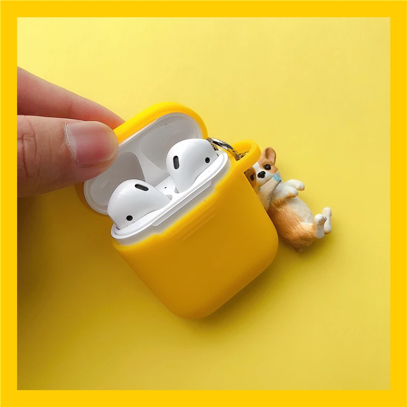 Мультяшный беспроводной bluetooth чехол для наушников Apple AirPods силиконовые чехлы с