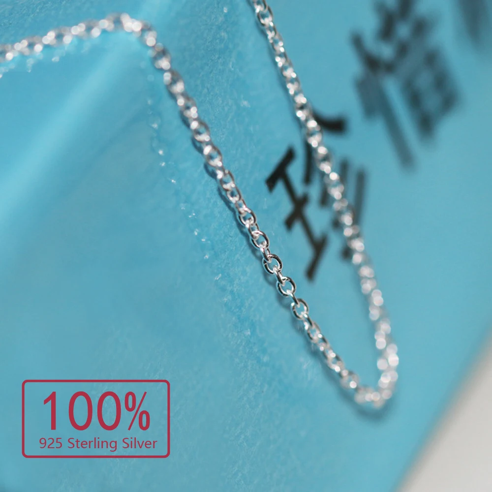 New Fashion Real Pure 100 925 Sterling Silver Chain Thin Link Necklace