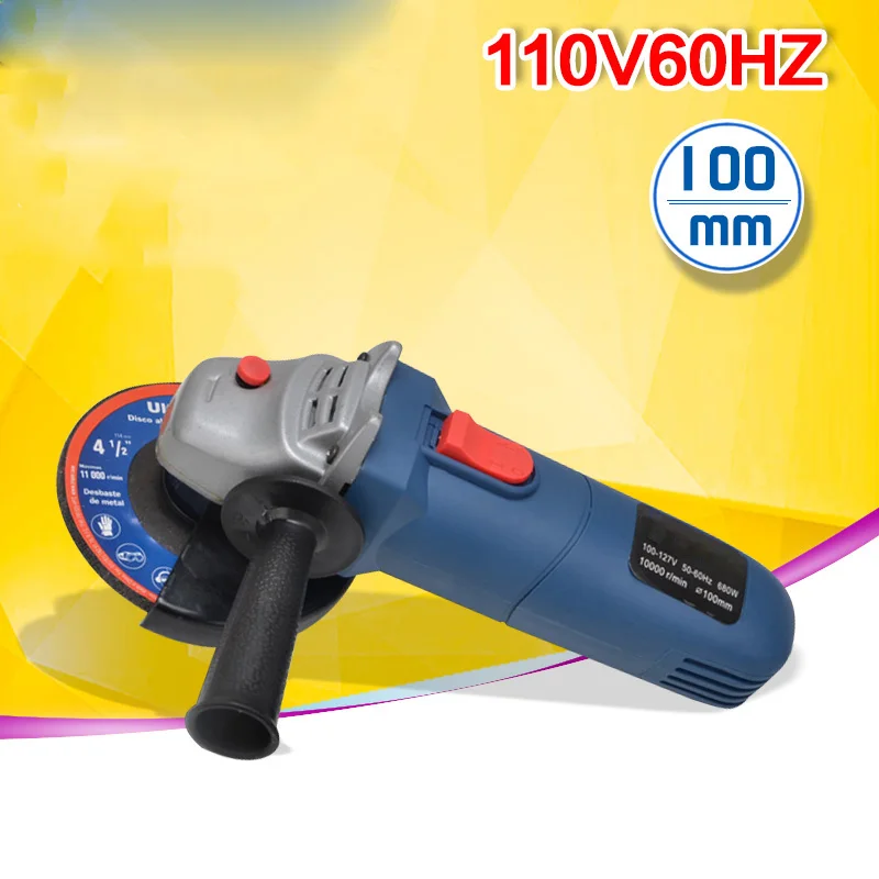 110V 60Hz Electric Angle grinder 100mm Hand held Metal wood tile glass