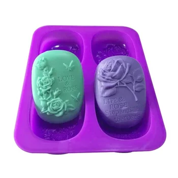 

3D 4 Holes Rose Flower Butterfly Shaped Silicone Soap Mold DIY Handmade Sugarcraft Fondant Molds Mould For Homemade Soap Making