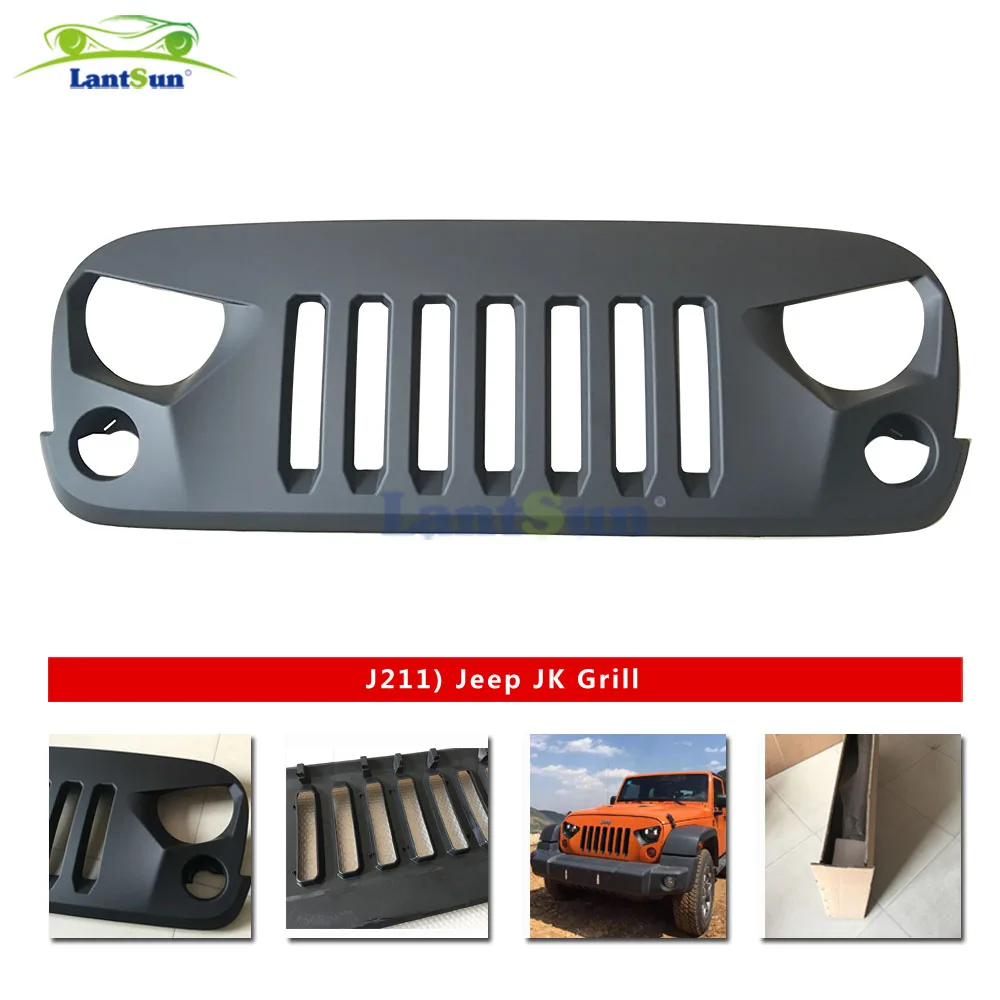 1 шт. J211 Передняя Матовая Черная решетка радиатора 2007 2017 для Jeep Wrangler Rubicon Sahara Sport JK
