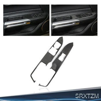 

SRXTZM For Ford Mustang Carbon Fiber Car Interior Window Control Switch panel Decor Frame Cover 2015 2016 2017 Car Sticker