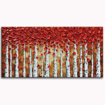 

Handmade 3D Textured Birch Trees Canvas Painting Wall Art Abstract Framed Forest Landscape Tree Wall Painting Picture Artwork f