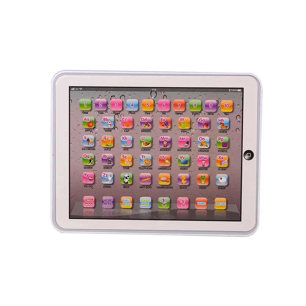 Детская звуковая обучающая машина сенсорный планшет Английский Компьютер игрушка подарок - Цвет: White