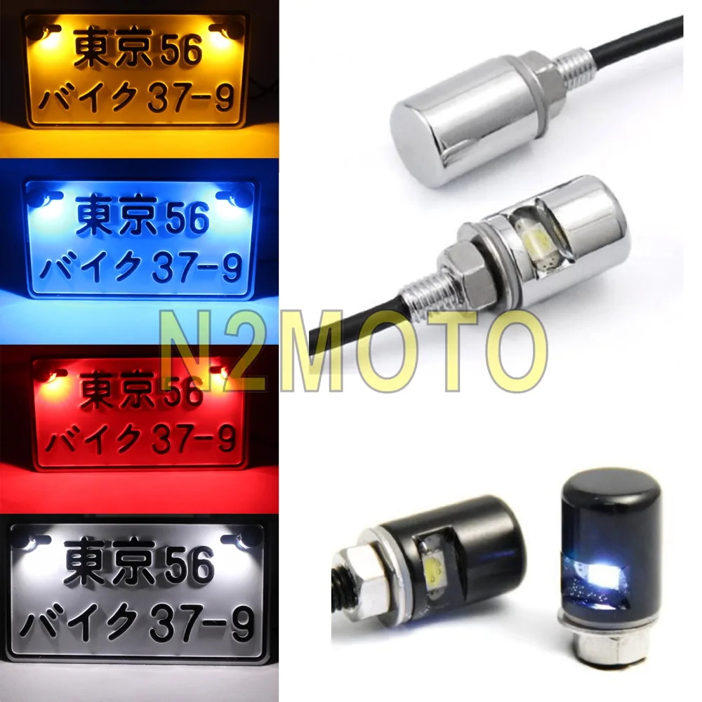 

12V LED Bolt-On Licence Plate Light Auto Car Motorcycle Off Road LED Number Plate Light Amber Blue Red White Black Chrome