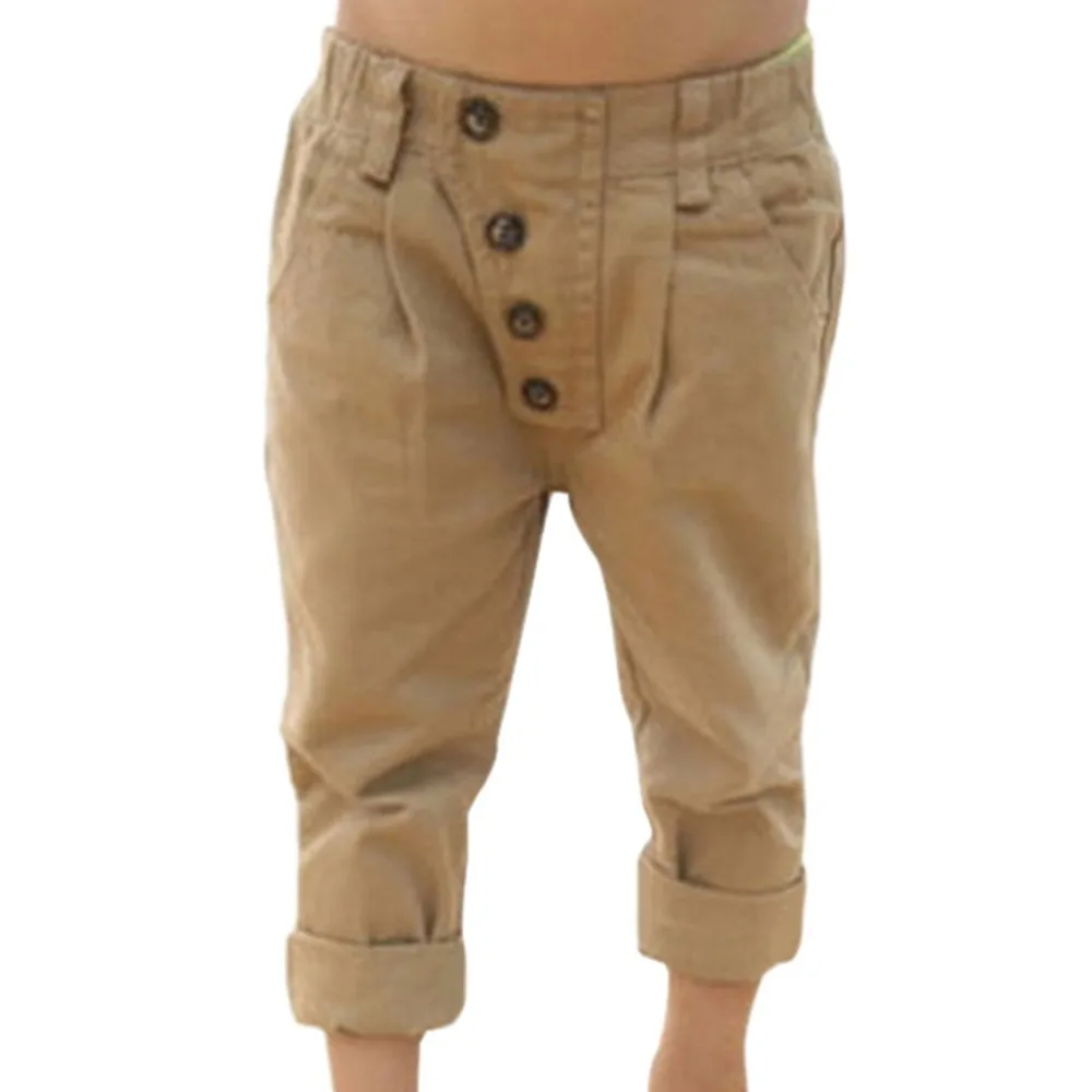 Autumn Spring Toddler Kids Boy Khaki Casual Pants Straight Trousers