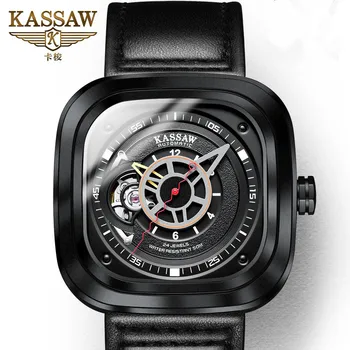 

KASSAW Genuine Square Sports Watch Men's Watch Leather Waterproof Large Dial Automatic Mechanical Watch Relogio Masculino
