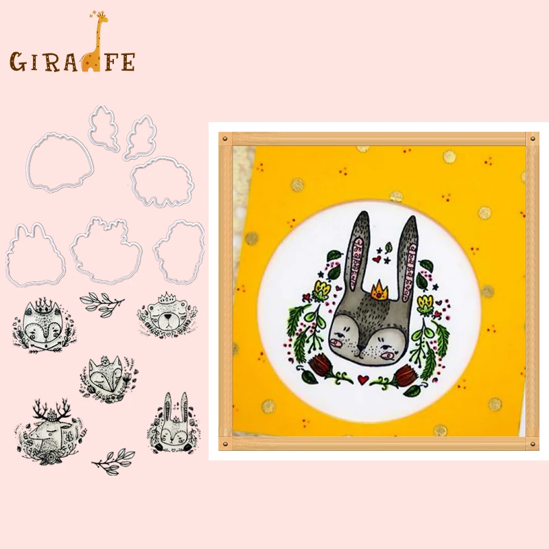 

Rabbit FOX Metal Cutting Dies and stamps New 2019 Bear Animal DIY dies scrapbooking New Arrivals Embossing Stamp and Die Set