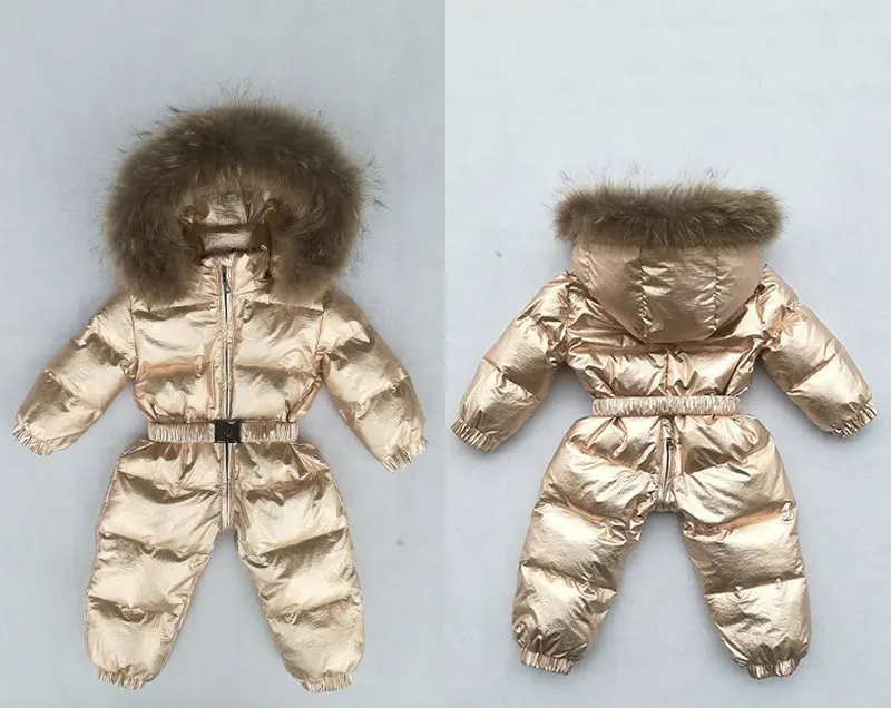 -30 degrees Russian Winter Boys Girls 1-3Y Winter Overalls Baby Rompers Duck Down Jumpsuit Real Fur Collar Children Outerwear (15)