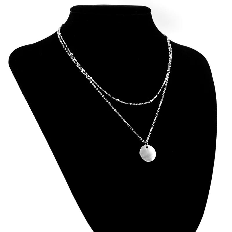 Double layer Coin pendant Necklace (1)