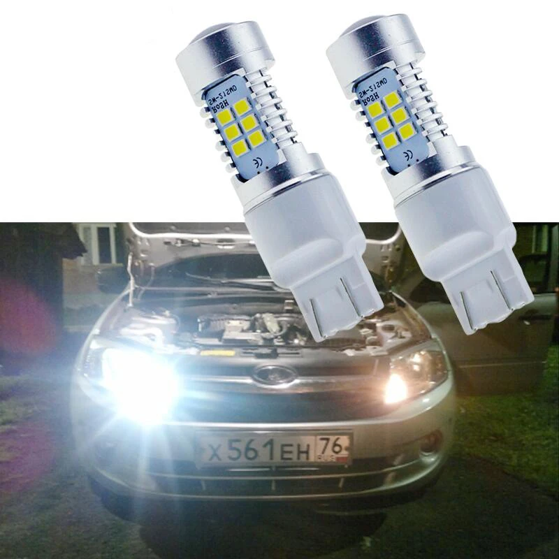 

2pcs T20 7443 SRCK Pin LED 21-SMD High Power LED Side Light and Stop Lights Bulbs White car styling