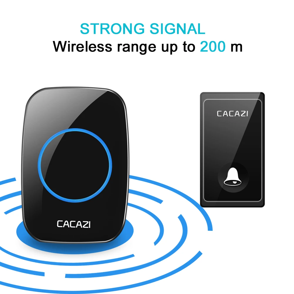 CACAZI No Battery Required Wireless Doorbell Self-powered Waterproof Intelligent Home Door ring Bell US EU UK Plug 58 Chimes CACAZI No Battery Required Wireless Doorbell Self-powered Waterproof Intelligent Home Door ring Bell US EU UK Plug 58 Chimes