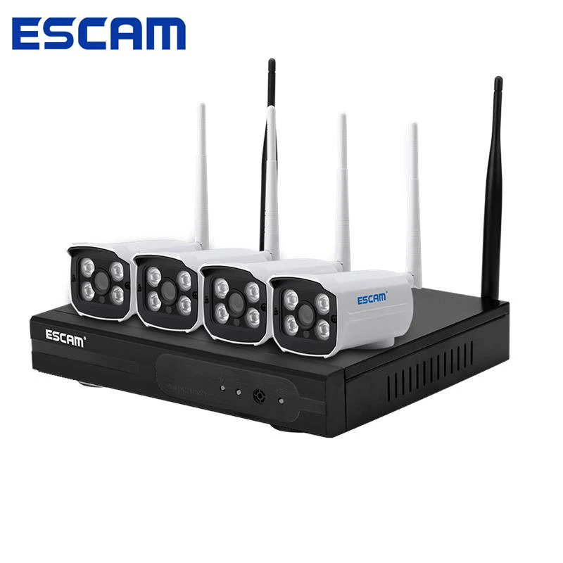 

ESCAM WNK403 CCTV IP Camera 4CH WiFi NVR Kit P2P 720P IP66 Waterproof Access Point Automatch IR Night Vision Motion Detection