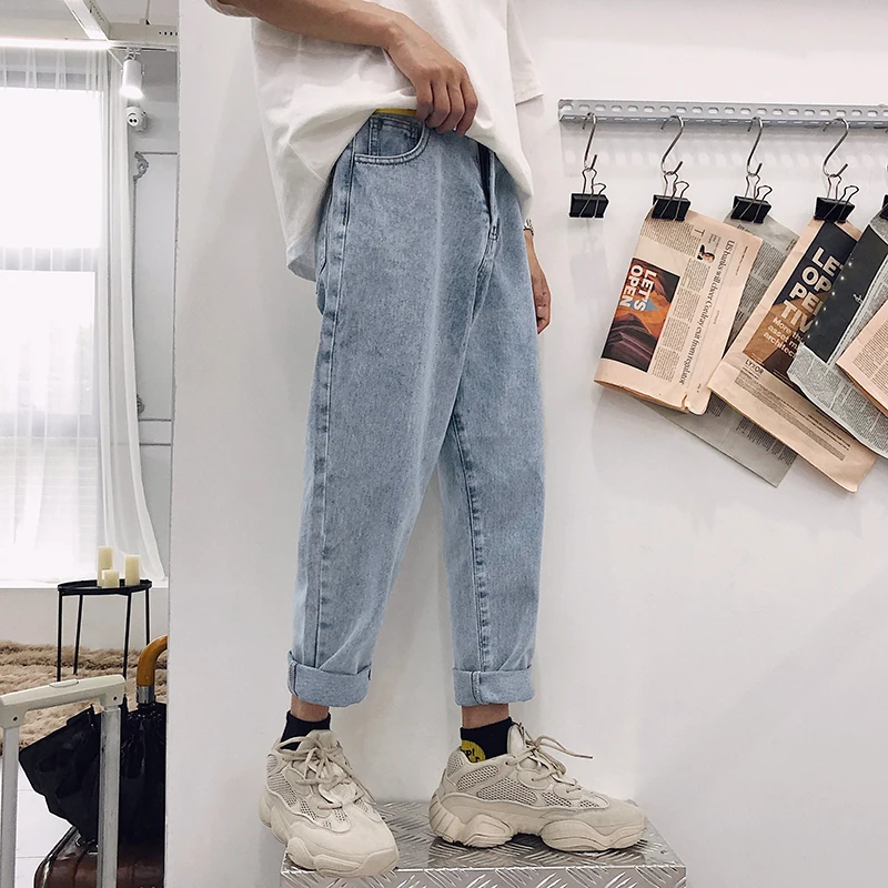 2020 New Fashion Four Seasons Loose Men Jeans Washed Cotton Casual Light Blue Cowboy Pants Zipper Jeans S-2XL 2020 New Fashion Four Seasons Loose Men Jeans Washed Cotton Casual Light Blue Cowboy Pants Zipper Jeans S-2XL