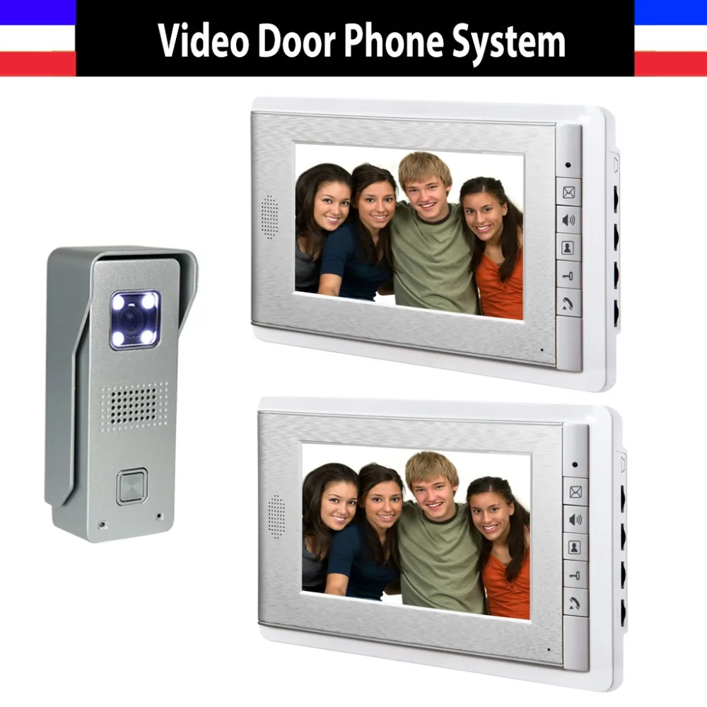 New 7 Inch Lcd Door Phone Doorbell Intercom System Night Vision Video Door Bell Waterproof Video Doorphone Intercom 2 Monitor Wholesale Security & Protection