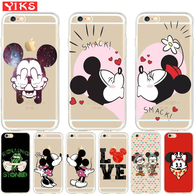 

Cute Mickey Minnie couple Case Coque for iPhone X XS 8 7 6 6S Plus 5 5S SE Case Cover for iPhone 6 6S 7 8 fundas Etui Capinha