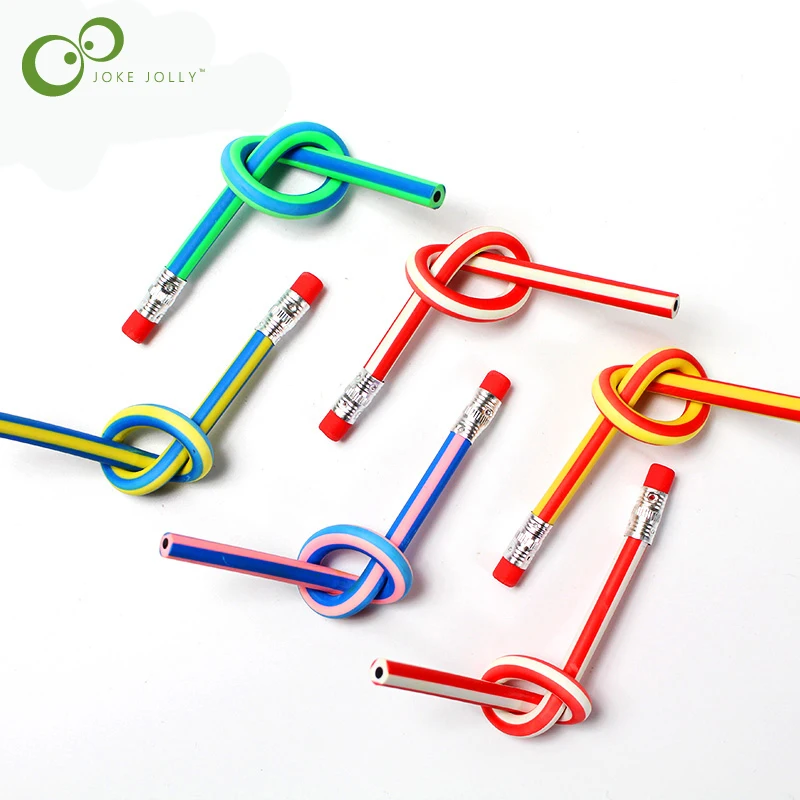 

3pcs Korea Cute Stationery Colorful Magic toys Bendy Flexible Soft Pencil with Eraser Student School Office Use GYH
