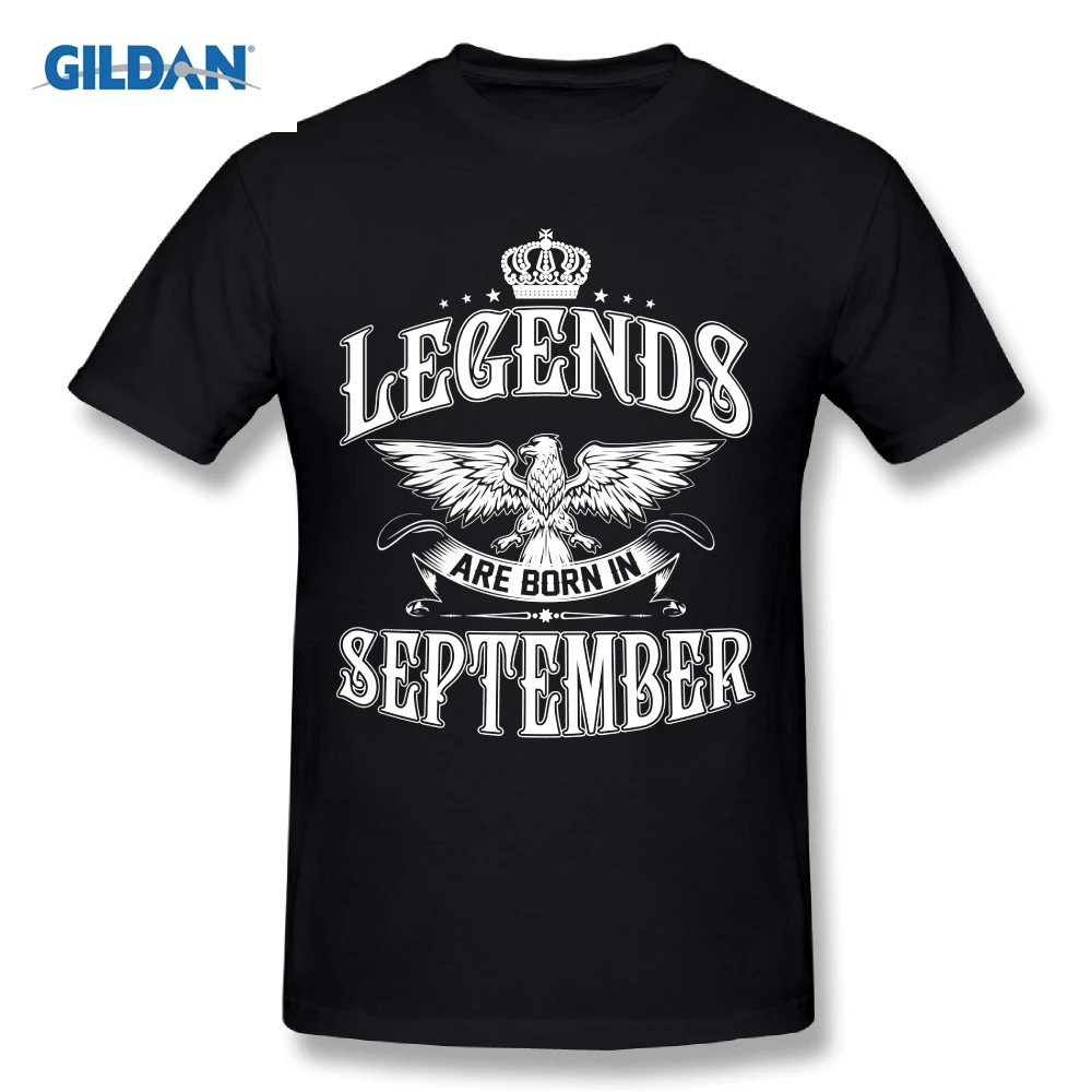 Black T Shirt Men Legends Are Born In September Funny T-Shirts Crew Neck Short Sleeve Clothes 100% Cotton Tee Shirts Plus Size