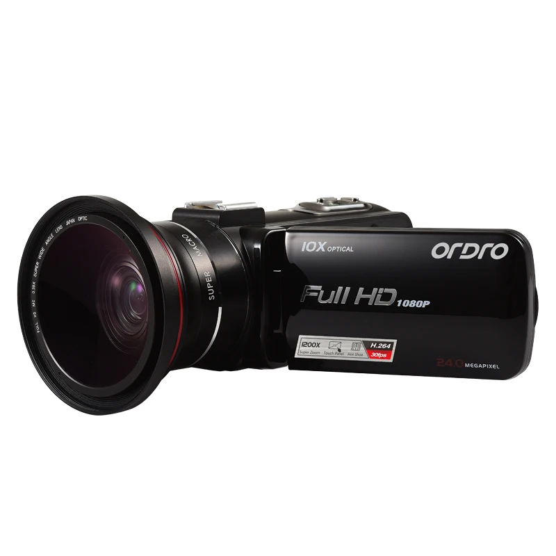 Ordro HDV Z82 стабилизатор для камеры 10X оптический зум 24MP 1080 P видеокамера с внешним