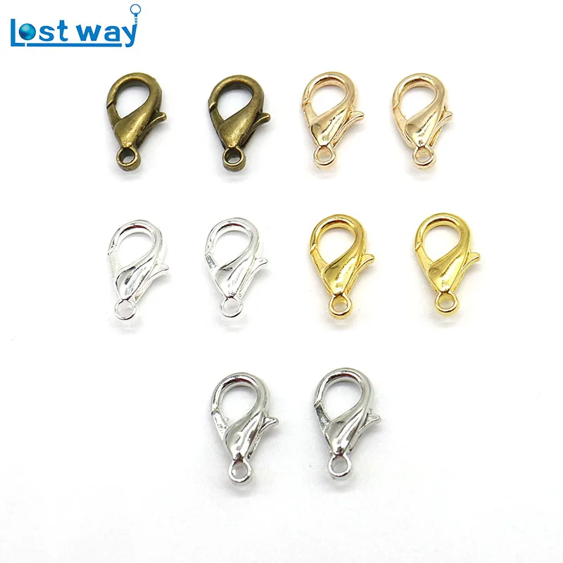 12x6mm 140pcs DIY Jewelry Making Lobster Clasp Hooks for Necklace Bracelet Chain