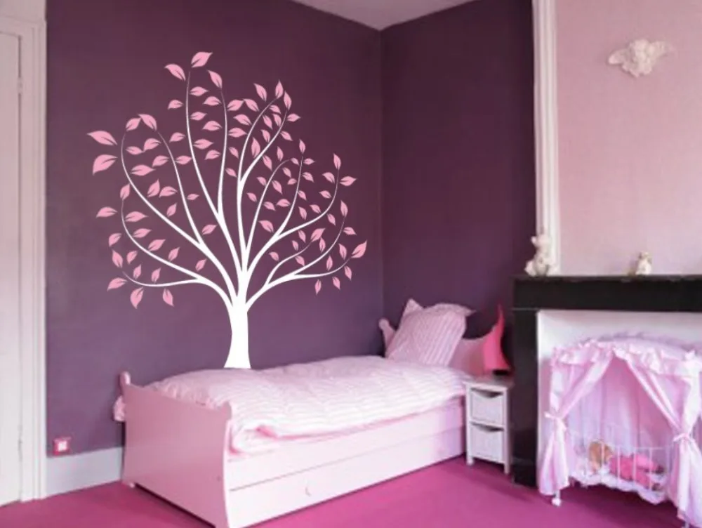 Grand Mur Arbre Bebe Pepiniere Decalque Feuille Cerise Blossom Autocollant Fille Fleur Chene H96in Aliexpress