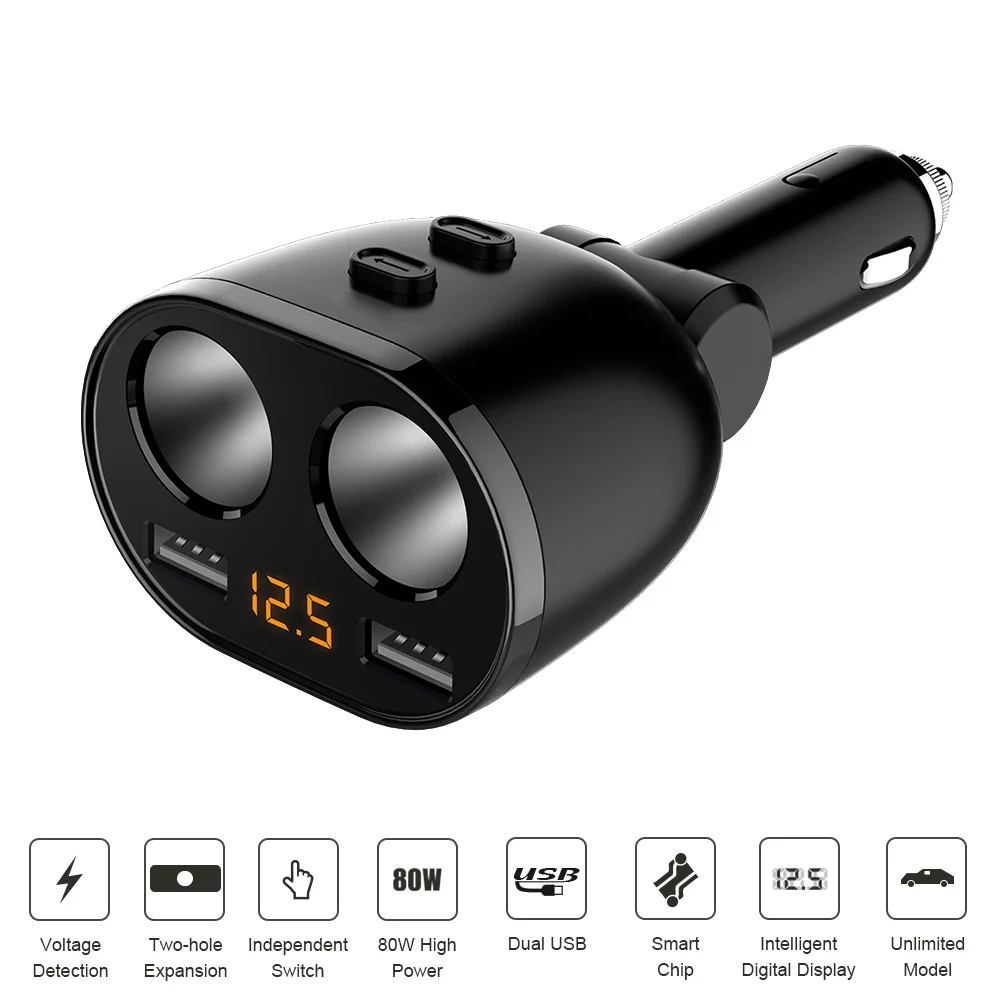 

USB Car Charge 2 Ports USB Quick Battery Charger Mobile Phone Fast Charger 12V 24V Double Sockets